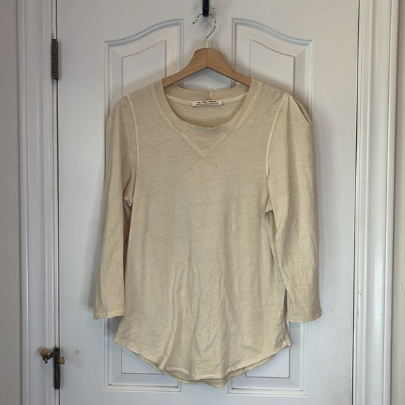 Free People | We the Free Puff Shoulder Oatmeal Clover Top Medium Boho Cotton - Picture 5 of 10
